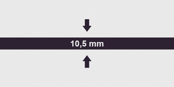 vastagság 10,5 mm